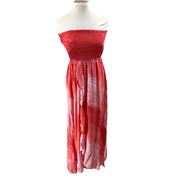 Tiare Hawaii Orange Tie Dye Strapless Eri Maxi Dress Cover-Up - Picture 3 of 8